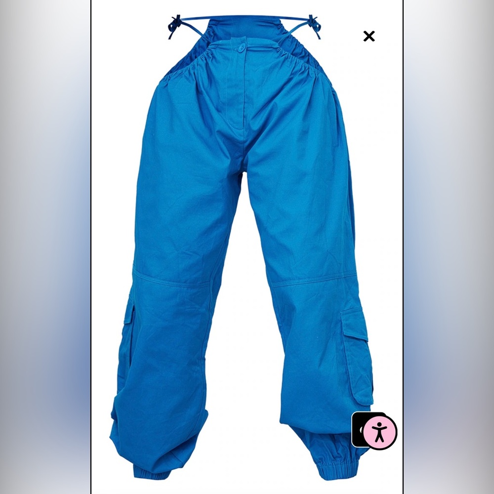 Bright blue woven cut out cargo joggers small new with tags
